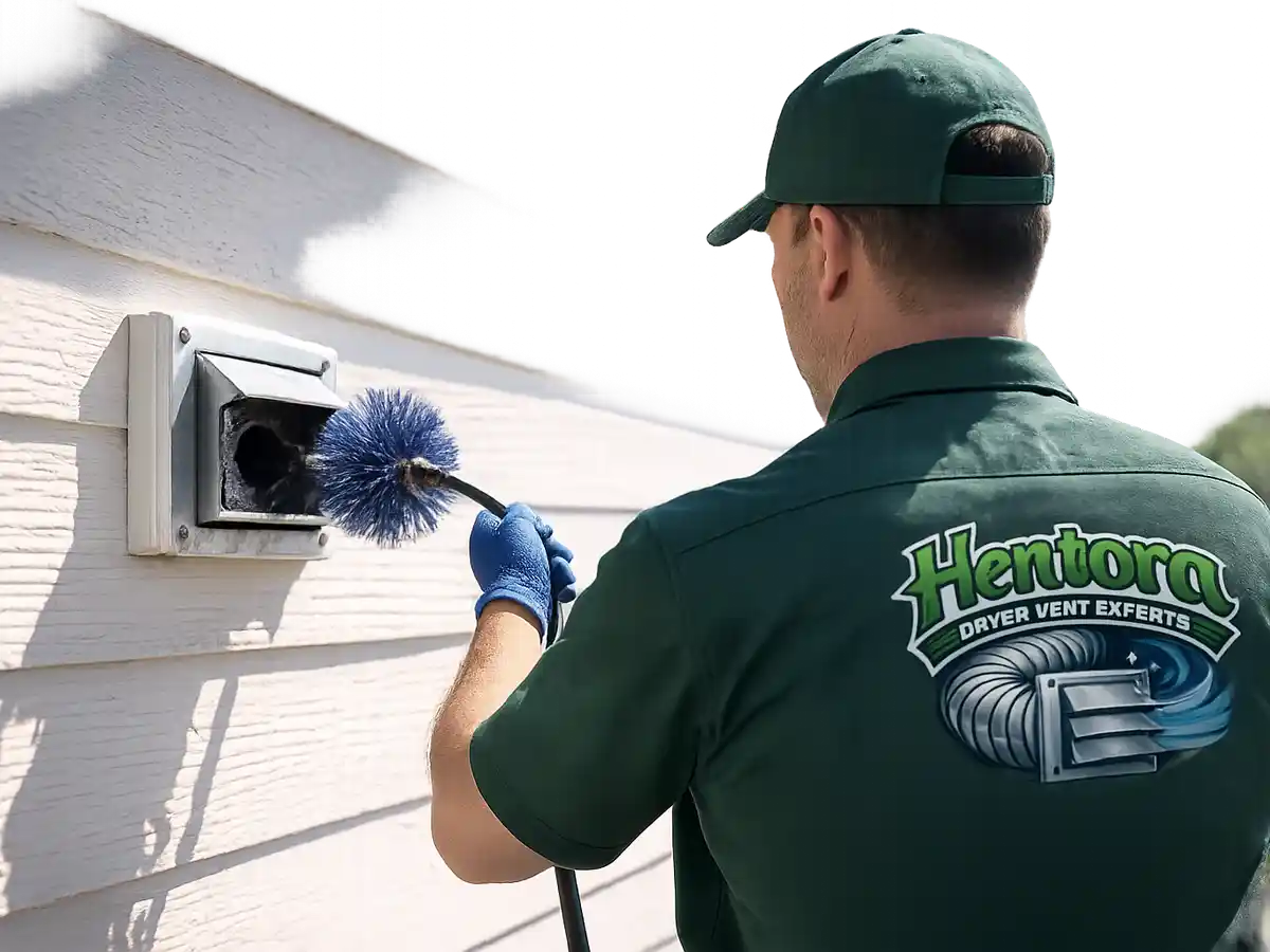 dryer vent cleaning technician on the job in Huntington Beach, CA
